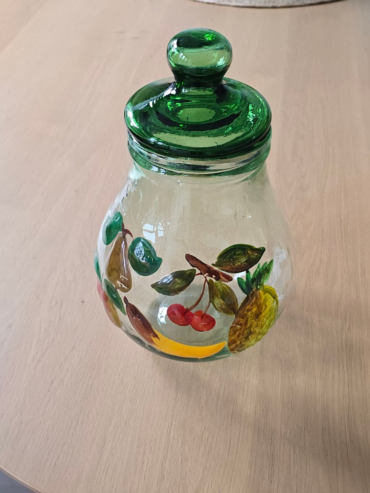 Zeldzame antieke grote glazen RUMTOPF pot / snoeppot €35, Ophalen of Verzenden