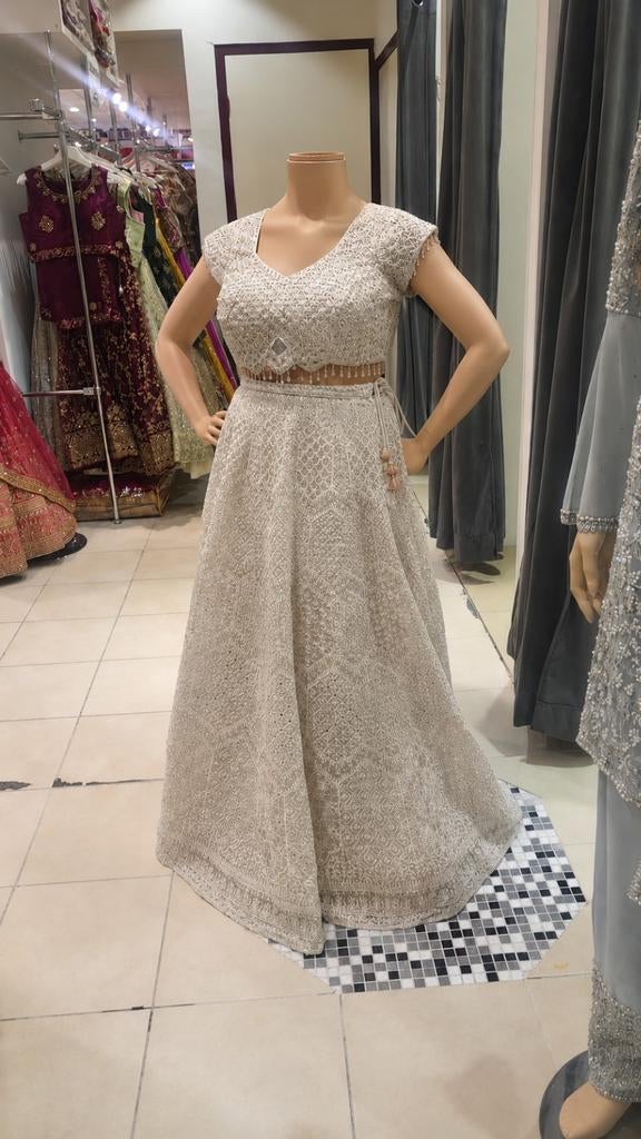 Elegante lehenga, Galajurk, Wit, Ophalen, Maat 38/40 (M)