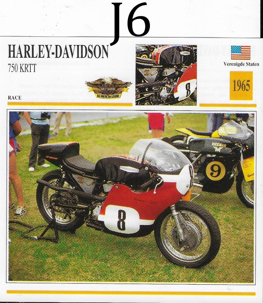 Ma1141 motorkaart j6 harley davidson 750 krtt ( 1965 ), Ophalen of Verzenden, Zo goed als nieuw, Auto's