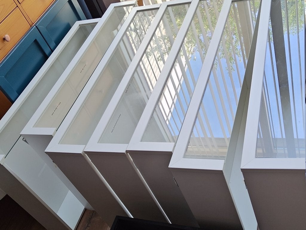 PAX witte lades met glazen front 7x, Ophalen, Gebruikt, 50 tot 100 cm, Glas
