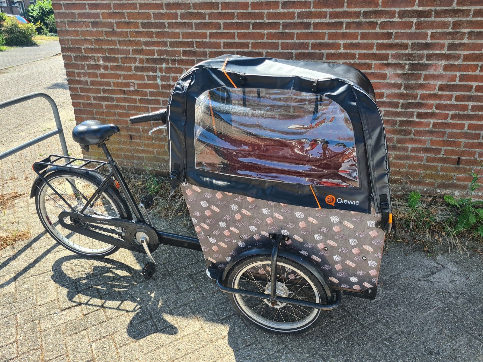 Babboe bakfiets 5 versnellingen, 4 kinderen of meer, Gebruikt, Huif, Trommelrem