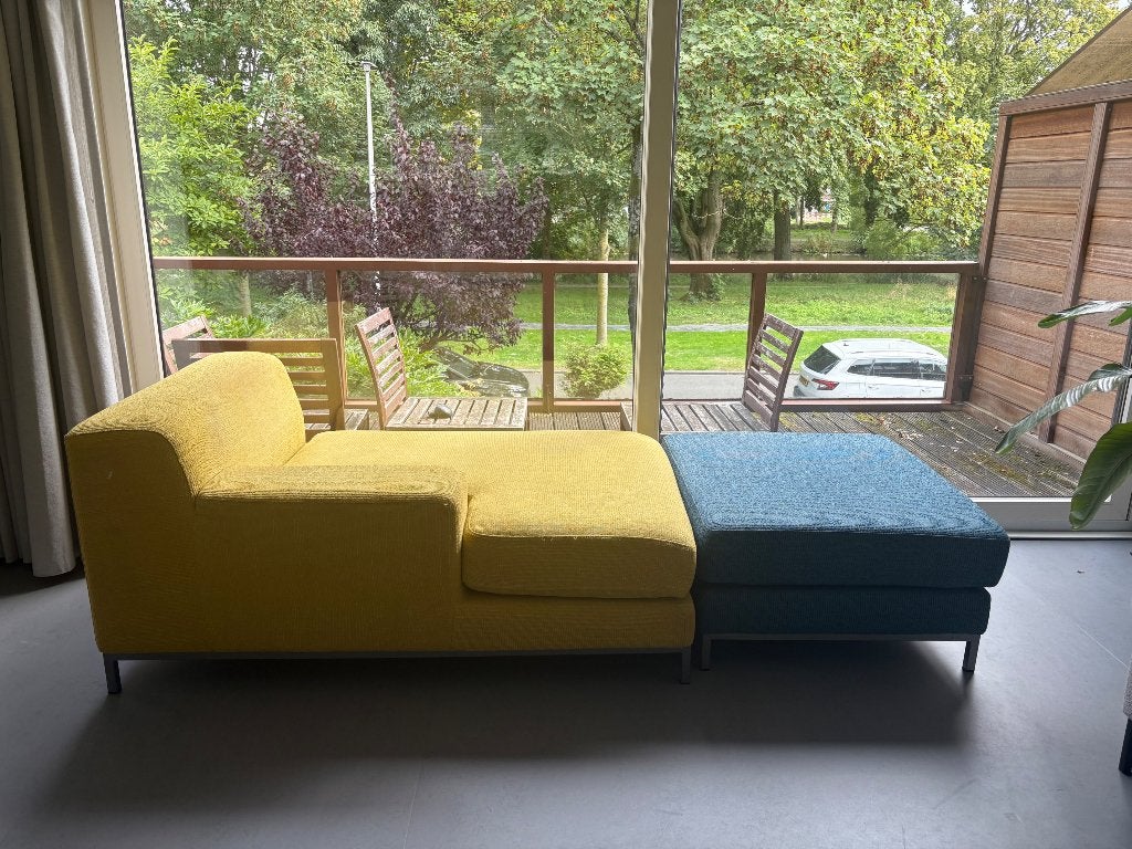 longchair bank met hocker, Ophalen, Gebruikt, 150 tot 200 cm, Tweepersoons