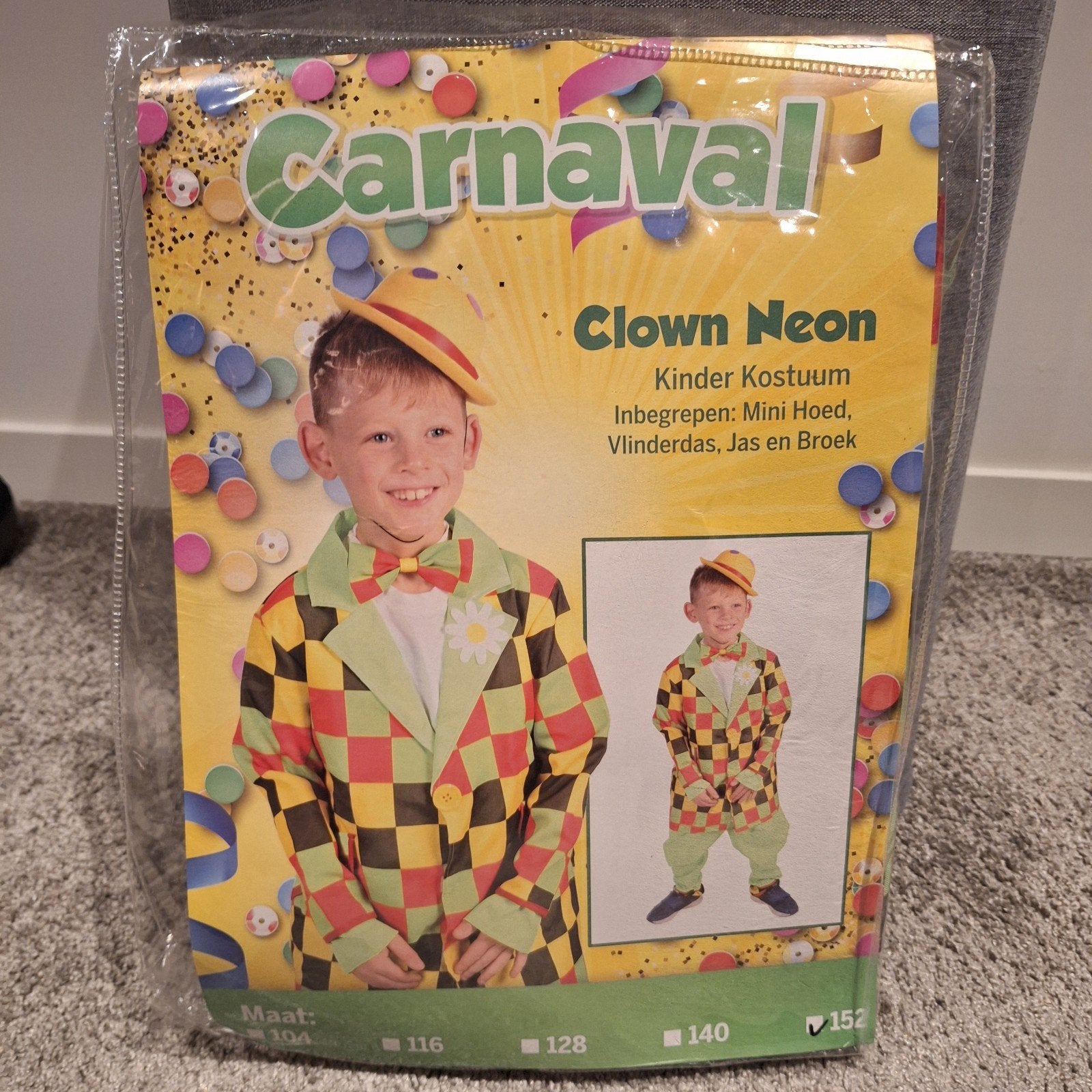 Carnavalskostuum Clown Maat 152, Ophalen of Verzenden, Nieuw, 146 t/m 152, Jongen of Meisje