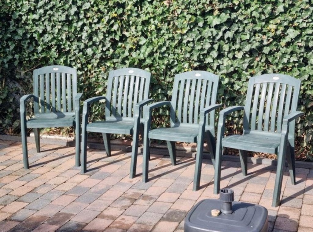 4 Hartman tuinstoelen, Ophalen, Gebruikt, Kunststof, Stapelbaar