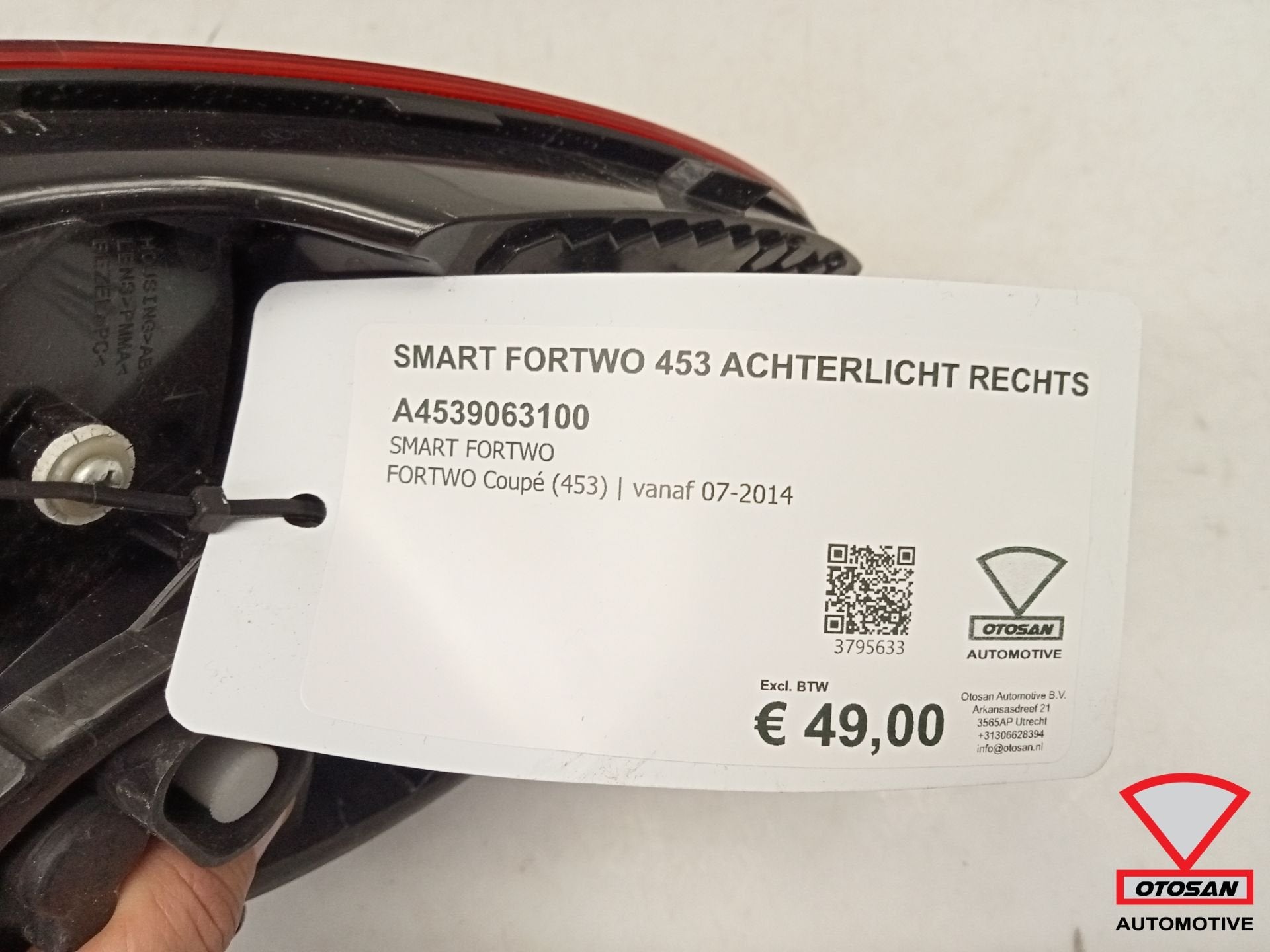 Smart Fortwo 453 2015+ Achterlicht Rechts A4539063200, Gebruikt, Mercedes-Benz AG, Ophalen of Verzenden, Mercedesstrasse 120
70372  Stuttgart, DE