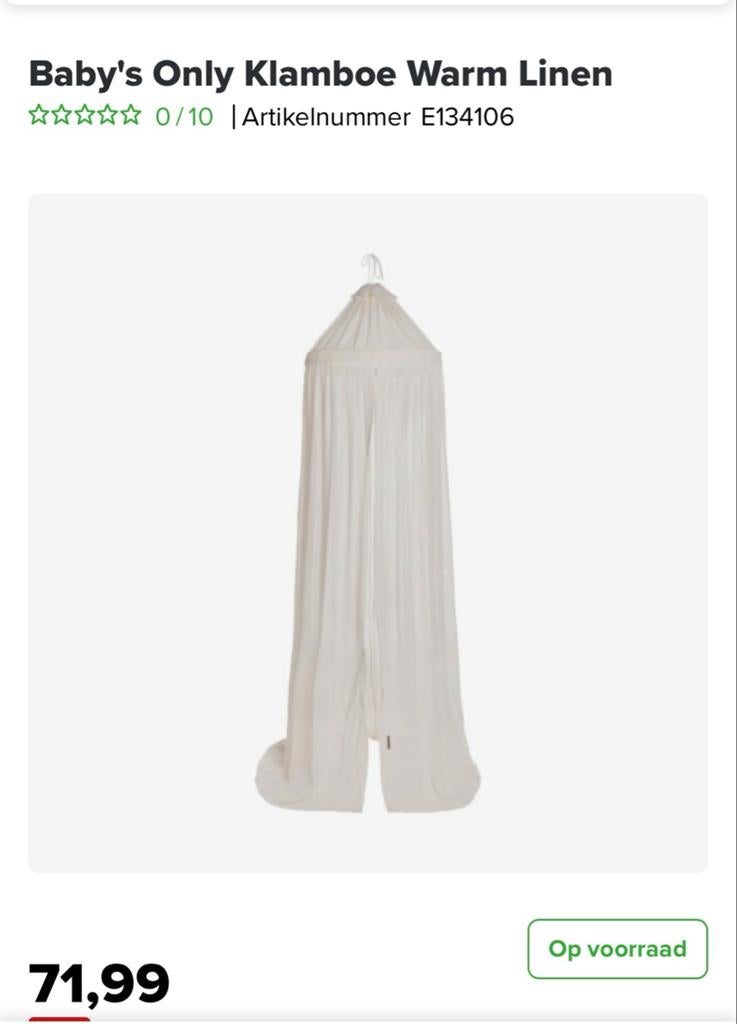 Baby's Only Klamboe Warm Linnen - Nieuw in verpakking, Ophalen, Jongetje of Meisje, Beige, Overige typen
