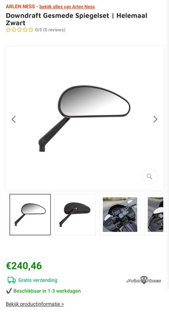 Arlen ness spiegels voor harley davidson zgan, Ophalen of Verzenden, Gebruikt