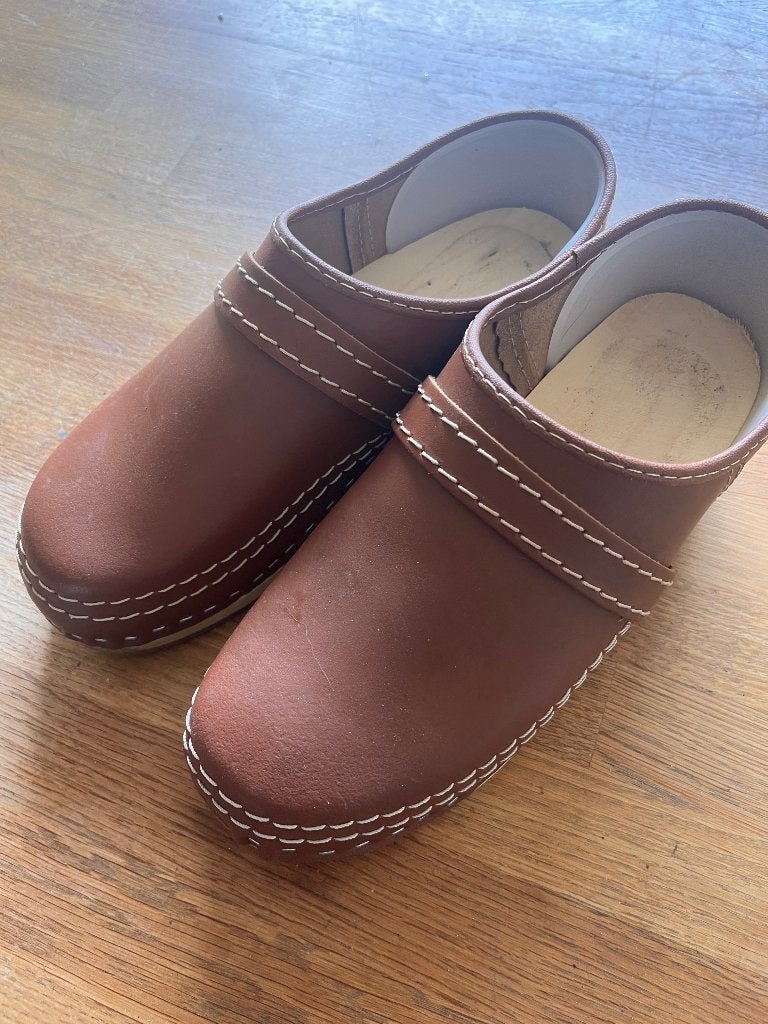 Leren/houten klompen., Kleding | Heren, Schoenen, Ophalen of Verzenden, Zo goed als nieuw, Onbekend, Bruin
