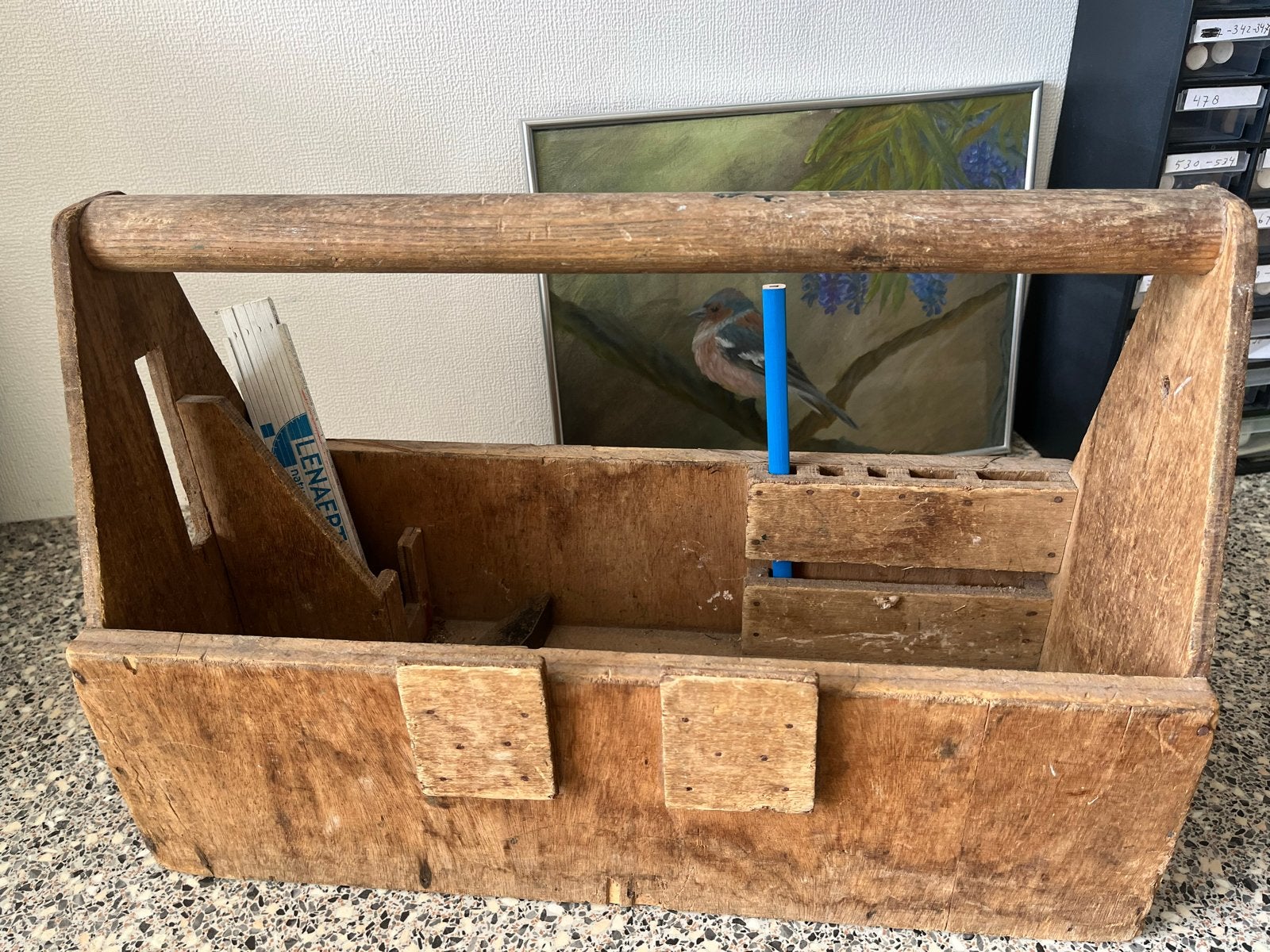 Oude houten Timmermans kist / gereedschapskist, Ophalen