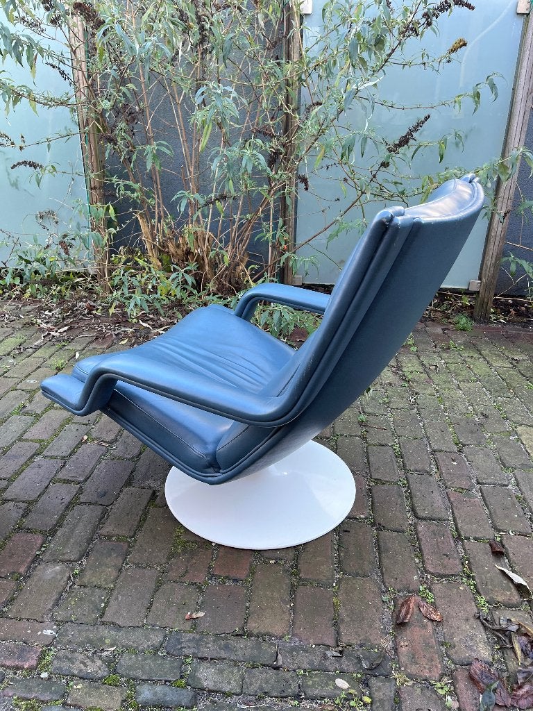 Artifort F140 leer draaifauteuil G Harcourt klassieker, Huis en Inrichting, Fauteuils, Ophalen, Gebruikt, 75 tot 100 cm, Leer