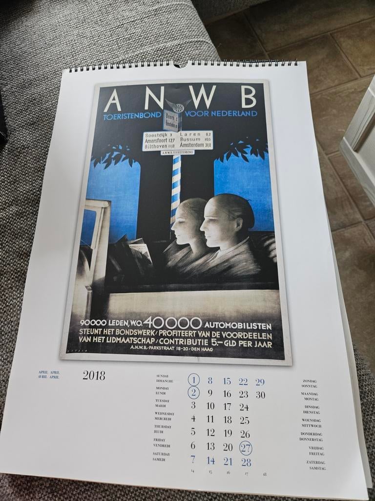 ANWB kalender plaat, Ophalen of Verzenden, Reclamebord
