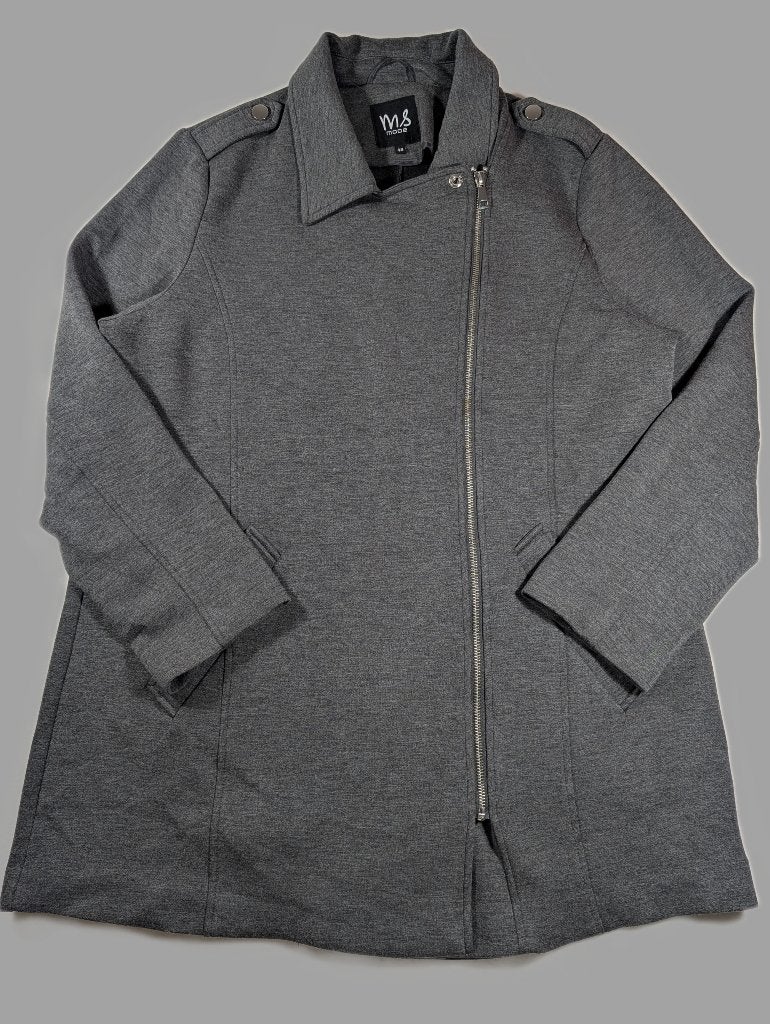 MS Mode jas | 48 | donkergrijs | asymmetrische jas met rits, Maat 46/48 (XL) of groter, Ophalen of Verzenden, Zo goed als nieuw