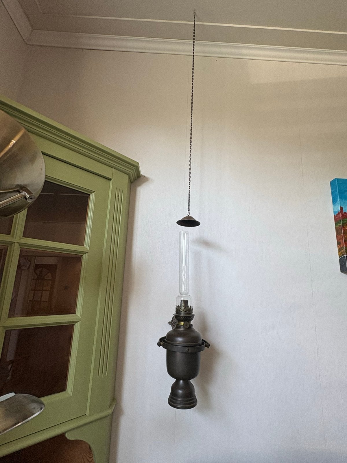Oude mooie olielamp voor aan de muur, Antiek en Kunst, Ophalen