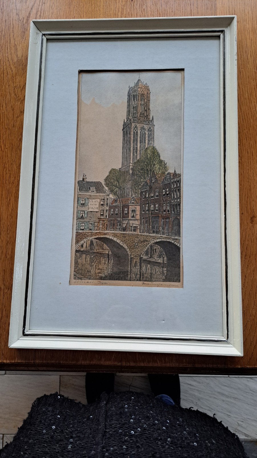 Ets Domtoren Utrecht - Stadsgezicht met gracht en brug, Ophalen