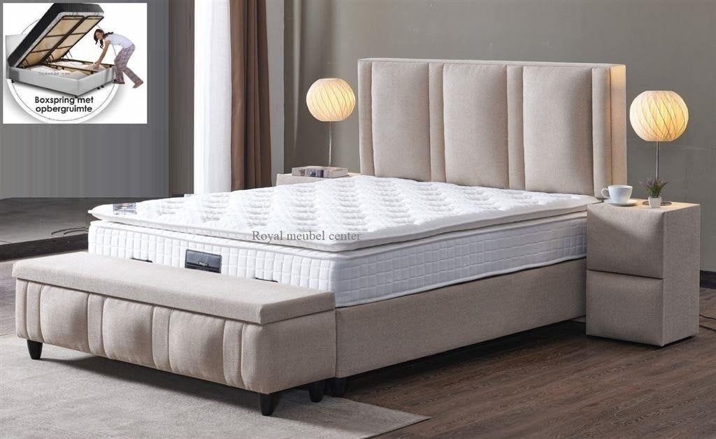 Boxspring Lucca opbergbed complete set-Aanbieding, Huis en Inrichting, Slaapkamer | Boxsprings, Ophalen, Nieuw, Tweepersoons
