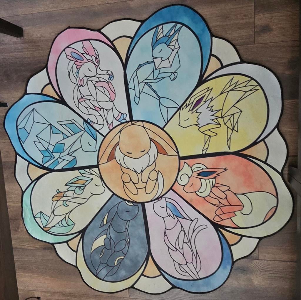 Pokemon Eevee Vloerkleed - Antislip & Handwasbaar, Ophalen, Crème, Rond, Zo goed als nieuw