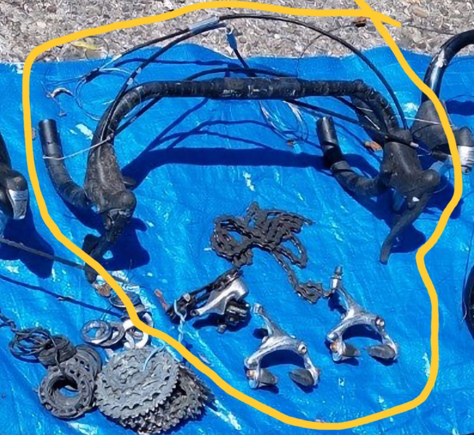 racefiets STUUR+SHIFTERS+REMHOEVEN+A.DERAILLEUR CAMPAGNOLO, Ophalen, Racefiets, Stuur