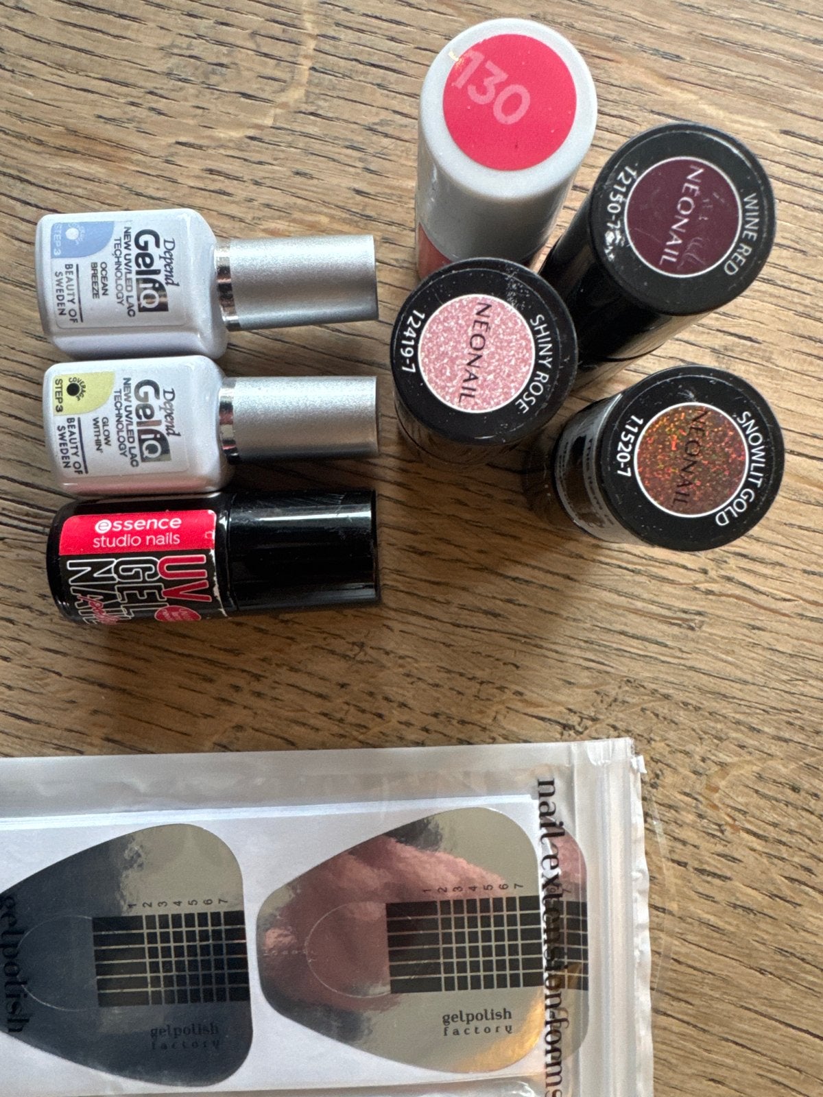 Gellak set met diverse kleuren en nail extension forms, Ophalen, Zo goed als nieuw, Overige kleuren, Handen en Nagels
