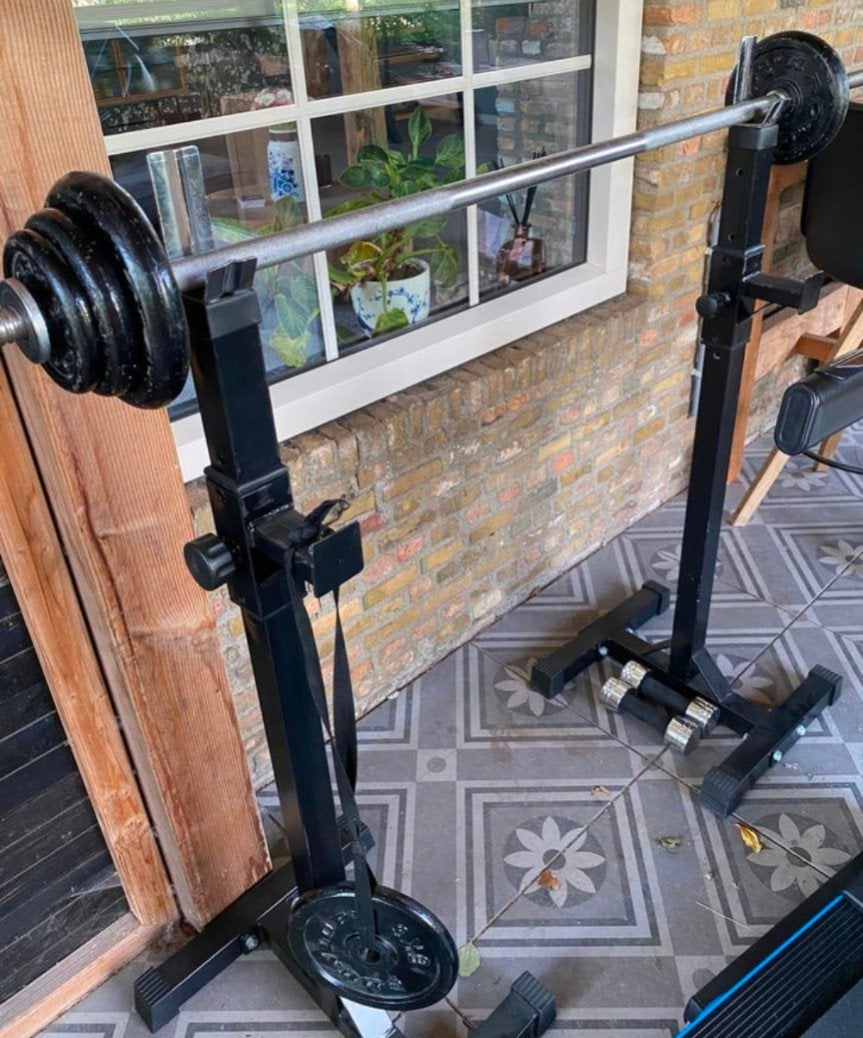 Fitnessbank Halterstang + 40kg Gietijzer Kettler Gym Bench, Ophalen of Verzenden, Zo goed als nieuw, Krachtstation