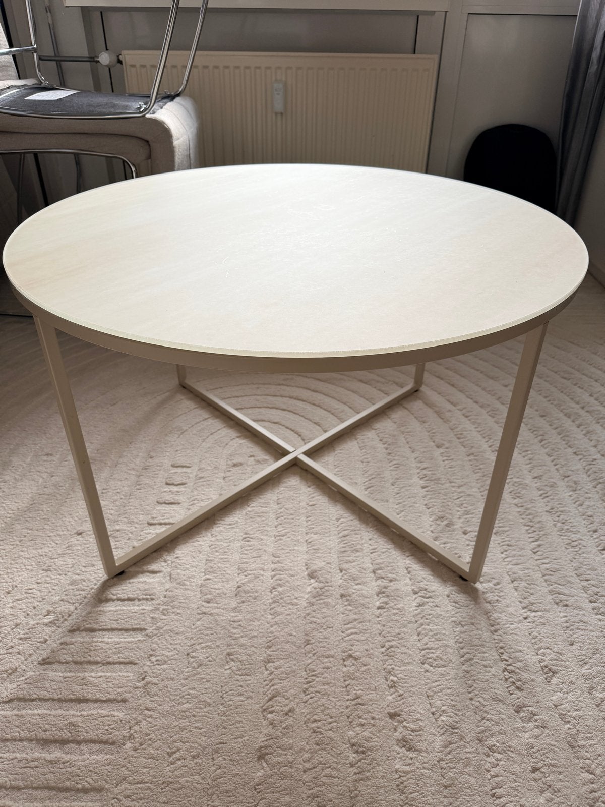 Westwing Ronde salontafel met glazen blad - 80 cm diameter, Ophalen, Gebruikt, Rond, 50 tot 100 cm