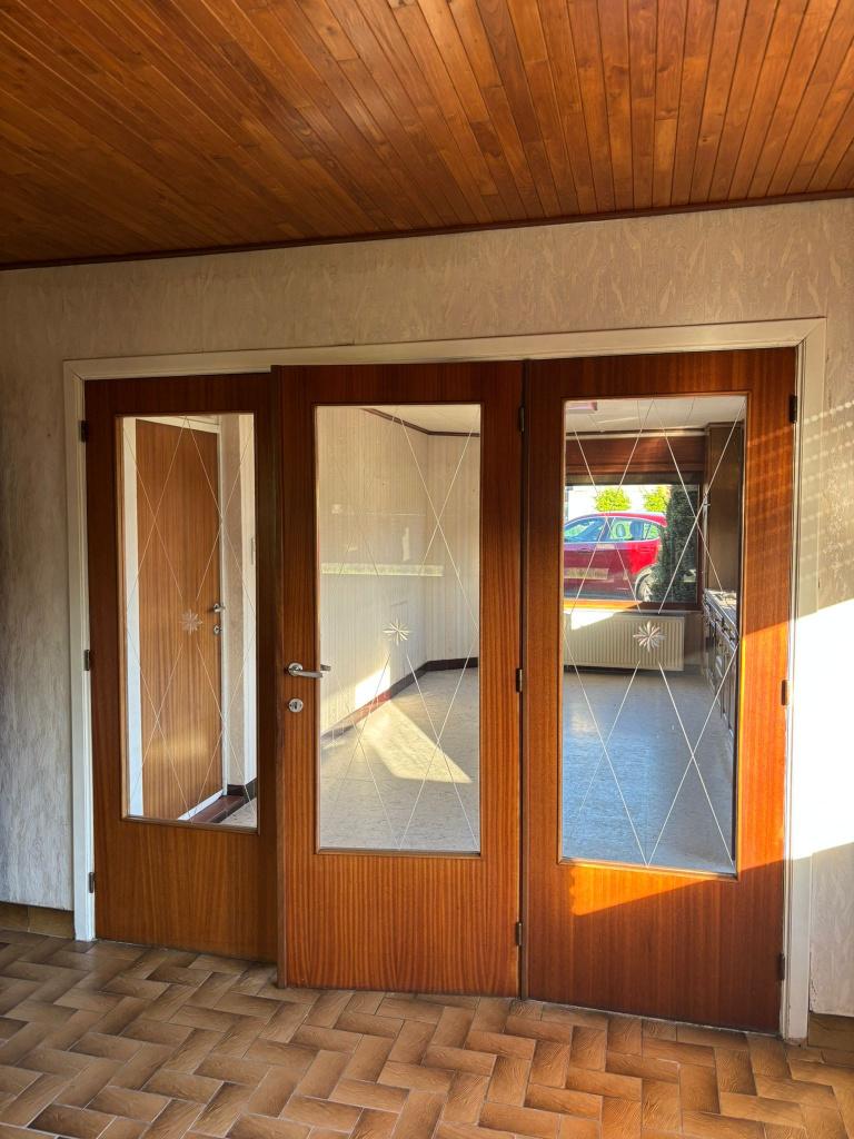 3-delige jaren '70 vintage binnendeuren met geëtst glas, Ophalen, Gebruikt, 120 cm of meer, Binnendeur