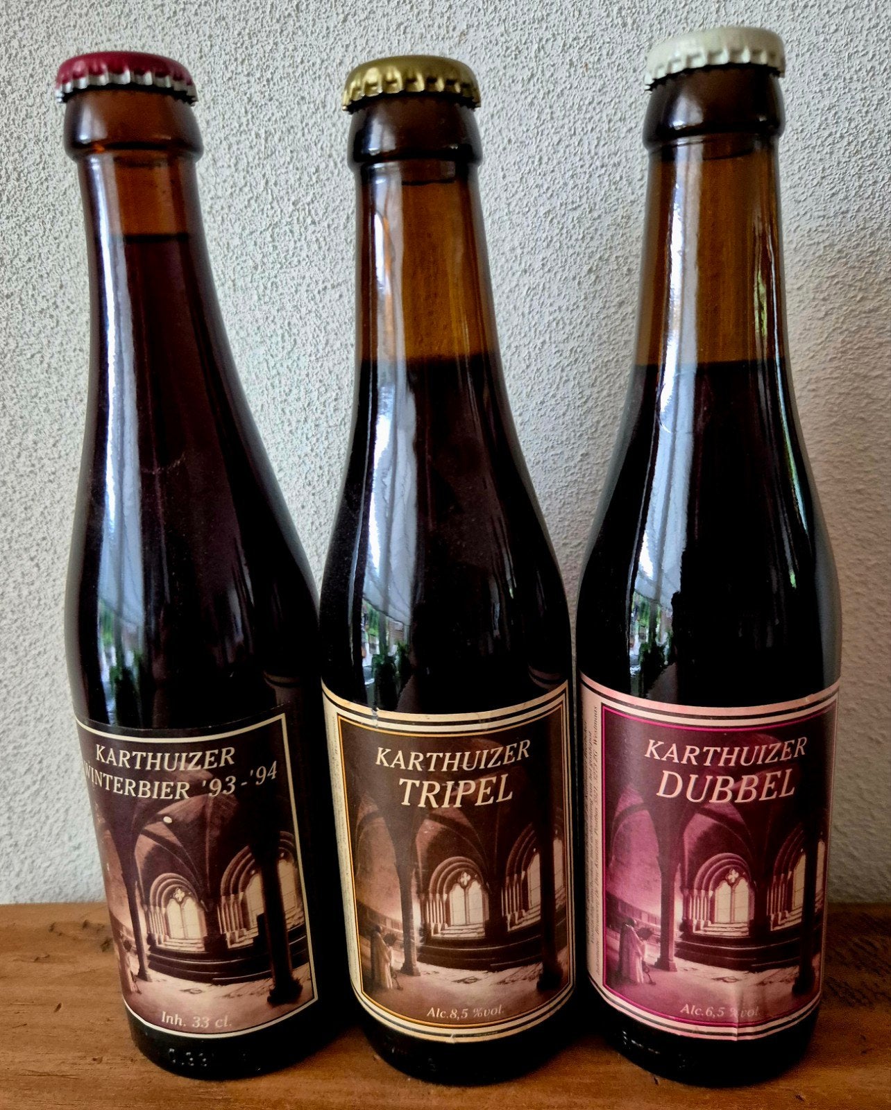 Drieluik Winter bier Tripel en Dubbel Karthuizer monniken, Ophalen of Verzenden, Zo goed als nieuw, Flesje(s), Overige merken
