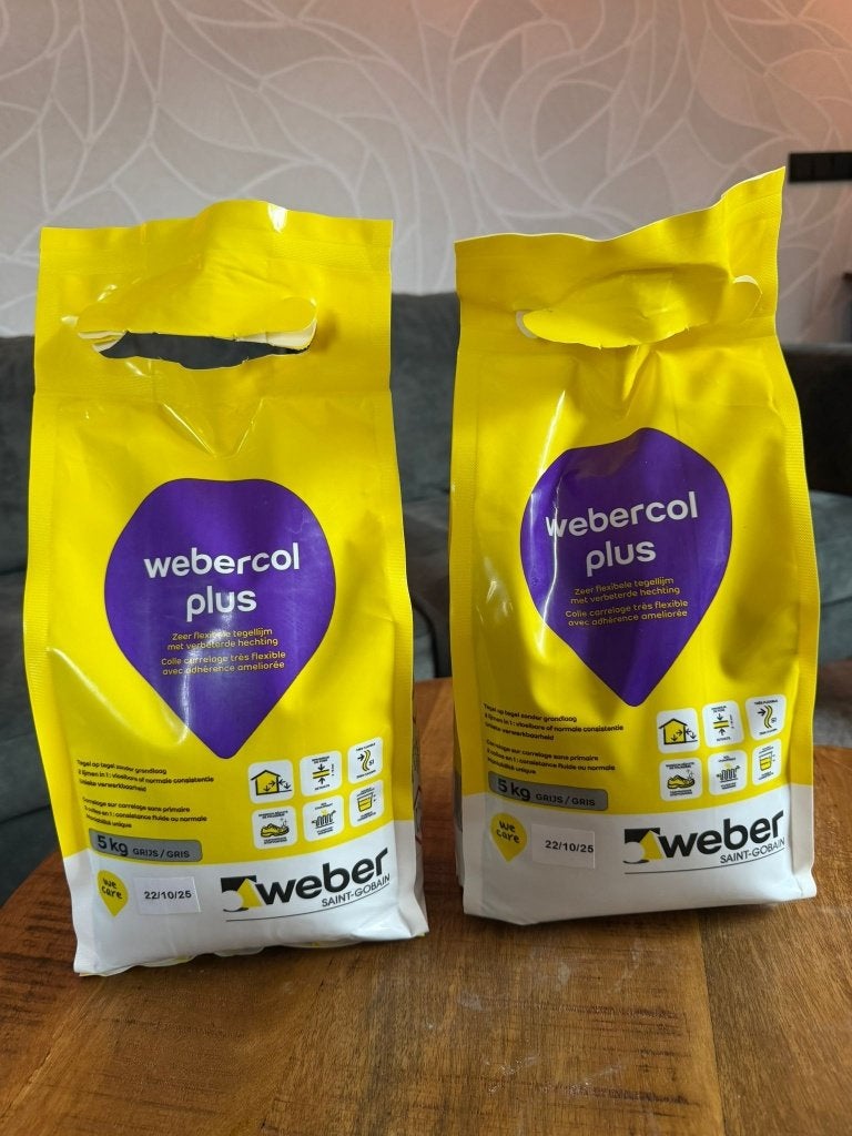 Weber tegellijm 2x 5KG GRIJS, Doe-het-zelf en Verbouw, Tegels, Overige materialen, Wandtegels, Nieuw, Minder dan 20 cm