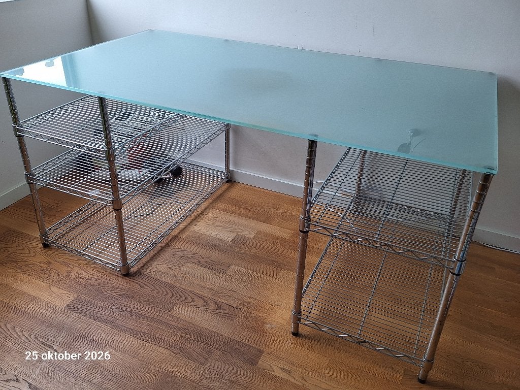 glazen bureau, Ophalen, 160 cm, Gebruikt, Demontabel