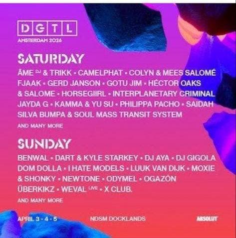 2x DGTL 4 april zaterdag nacht, Tickets en Kaartjes, Twee personen, April