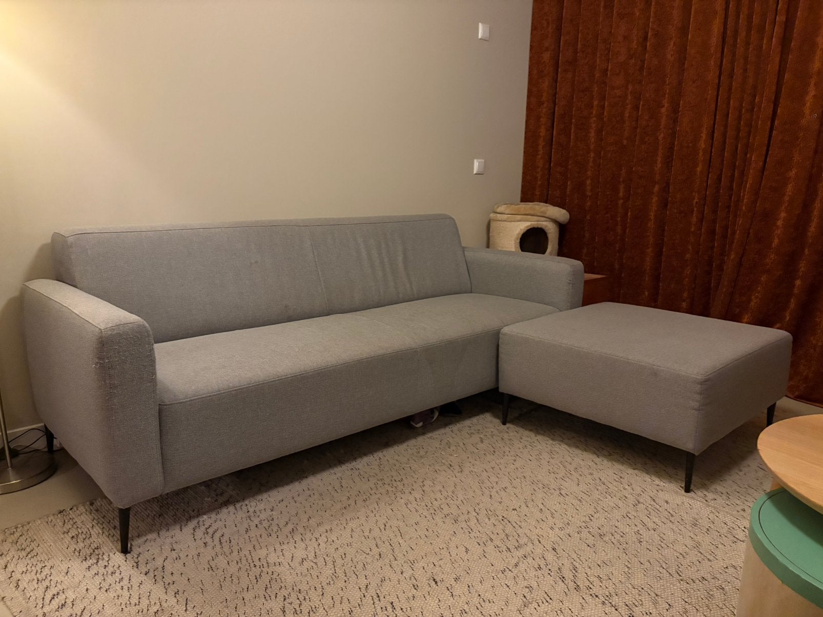 Moderne 3-zitsbank met hocker, Ophalen, Gebruikt, Driepersoons, 75 tot 100 cm