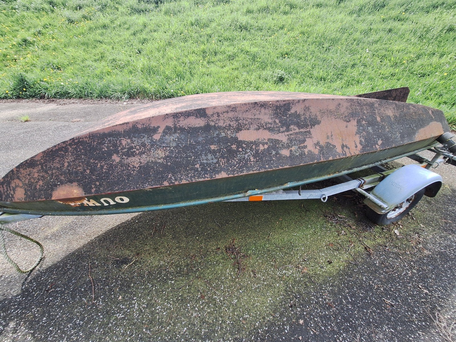 Stalen roeiboat,vlet,werkboat,toerboat, 400x150 cm., Ophalen, Gebruikt, Molen