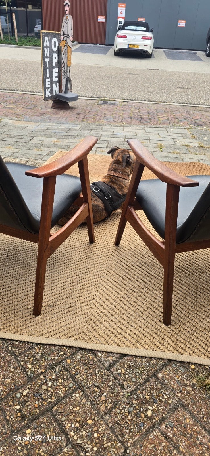 Set van 2 vintage fauteuils Louis van Teeffelen, Hout, Gebruikt, Twee, Zwart
