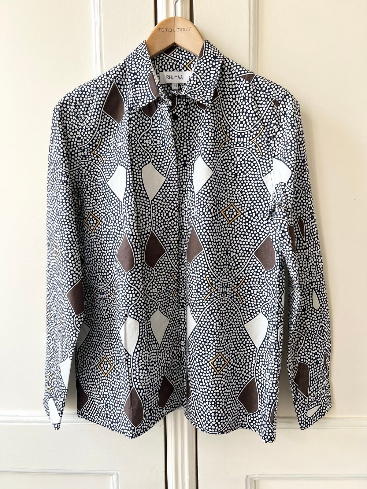 Rhumaa blouse donkerblauw print, maat M - NP 119,-, Kleding | Dames, Blouses en Tunieken, Maat 38/40 (M), P, Blauw, P