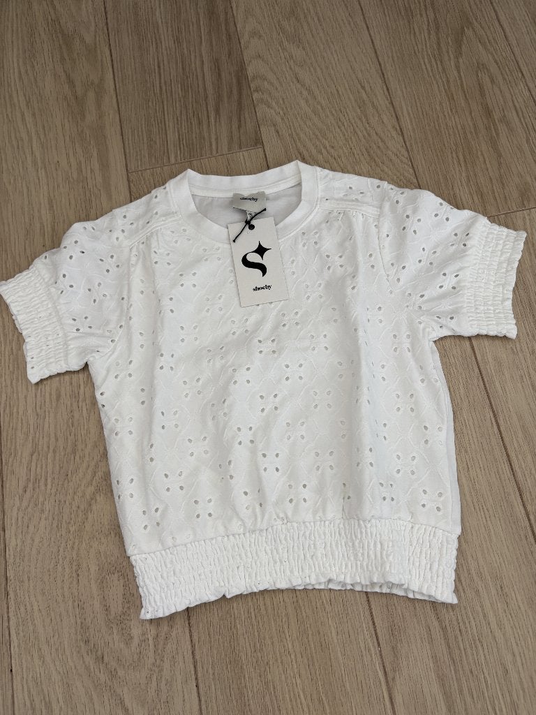 Shoeby shirtje wit met broderie (mt.146/152), Kinderen en Baby's, Kinderkleding | Maat 146, Meisje, Ophalen of Verzenden, Zo goed als nieuw