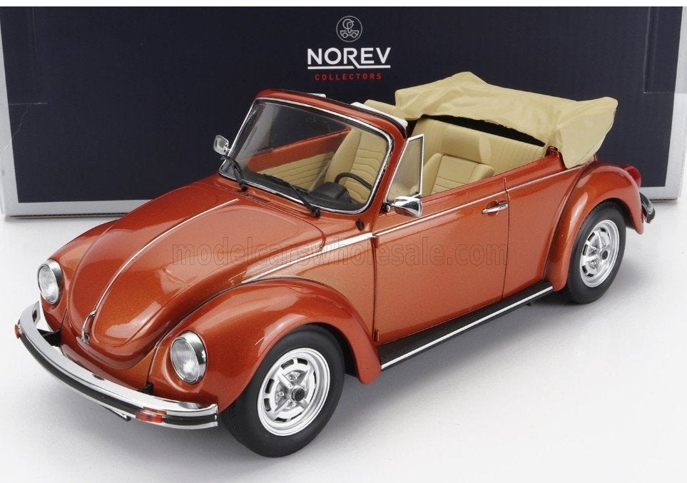 1:18 Volkswagen Kever Cabriolet 1976 Bruin metallic Norev, Ophalen of Verzenden, Nieuw, Auto, Norev