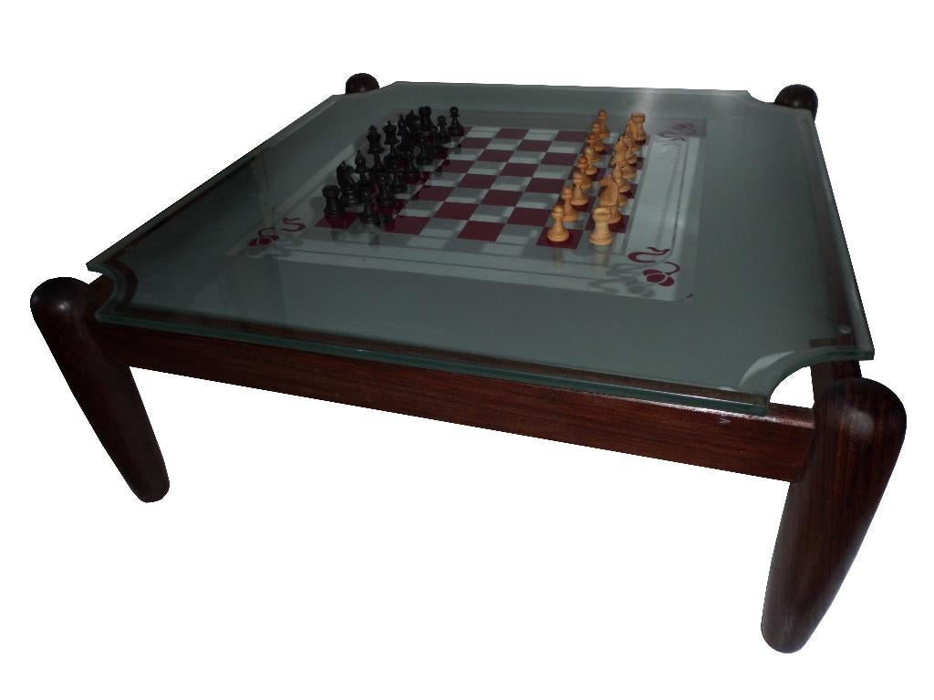 Bijzondere vintage Deens design wenge salontafel schaakbord, Ophalen, Gebruikt, Hout