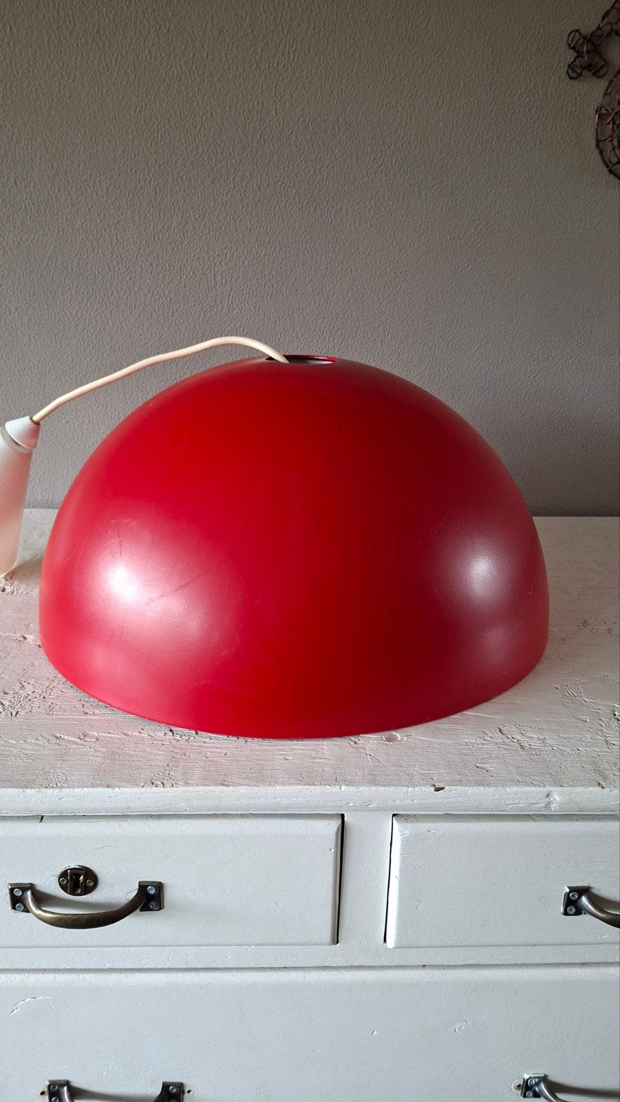 Vintage IKEA 365+ Brasa Hanglamp Rood - 45 cm, Gebruikt, Metaal, Vintage, Scandinavisch, Modern Design, E27 (groot)
