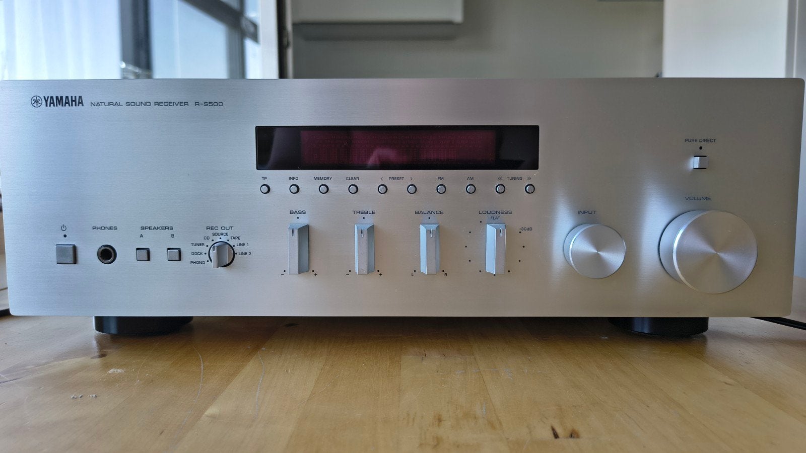 Yamaha R-S500 Natural Sound Stereo Receiver - Zilver, Ophalen, Zo goed als nieuw, Analoog