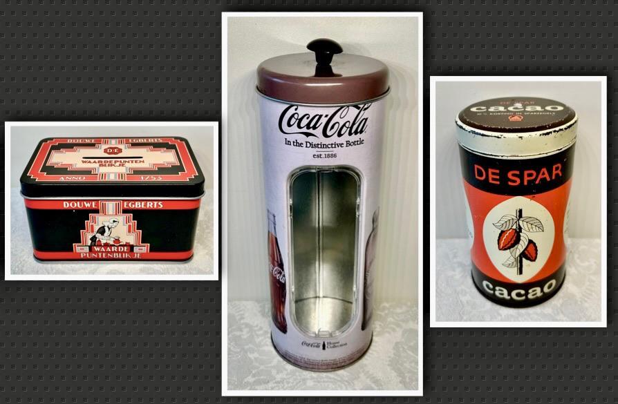 Drie  vintage blikjes, Verzamelen, Blikken, Gebruikt, Overige, Ophalen of Verzenden
