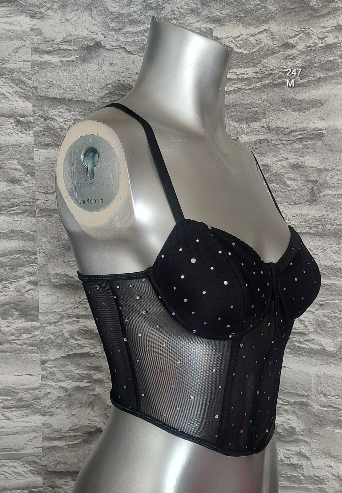 Zwarte bustier met glitters M, Ophalen of Verzenden, Zwart, Body of Korset