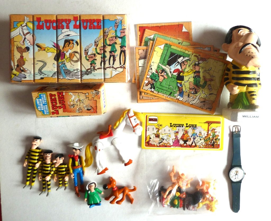 Lucky Lucky Luke Horloge 1988/ Fristy set/Quick/Novolinea, Complete serie of reeks, Europa, Ophalen of Verzenden, Zo goed als nieuw