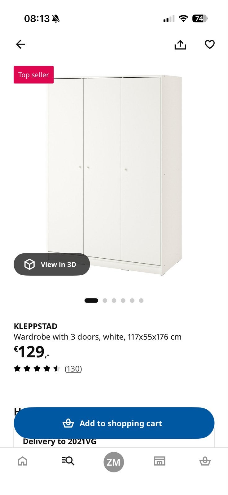 IKEA KLEPPSTAD kledingkast - Zo goed als nieuw, 100 tot 150 cm, Ophalen of Verzenden, Zo goed als nieuw, 150 tot 200 cm