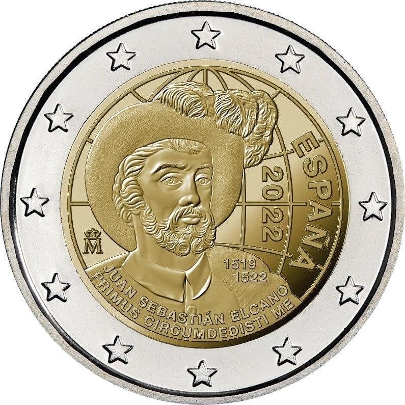 2 euro Spanje 2022 - Eerste zeilreis rond de wereld (UNC), Ophalen of Verzenden, Spanje, 2 euro, Losse munt