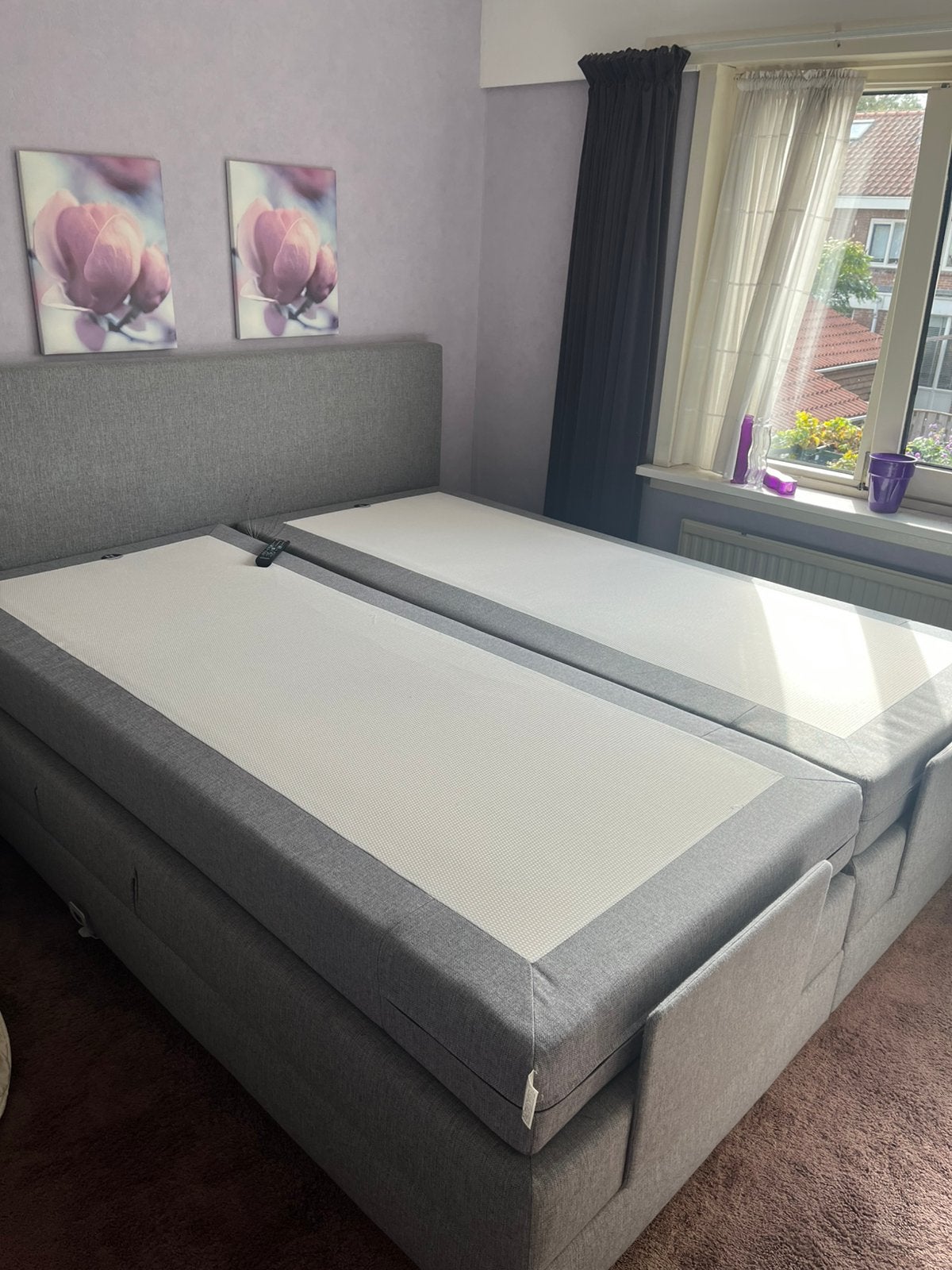 Ellektrisch bedienbaar Boxspring, Ophalen, Gebruikt, 90 cm, Tweepersoons