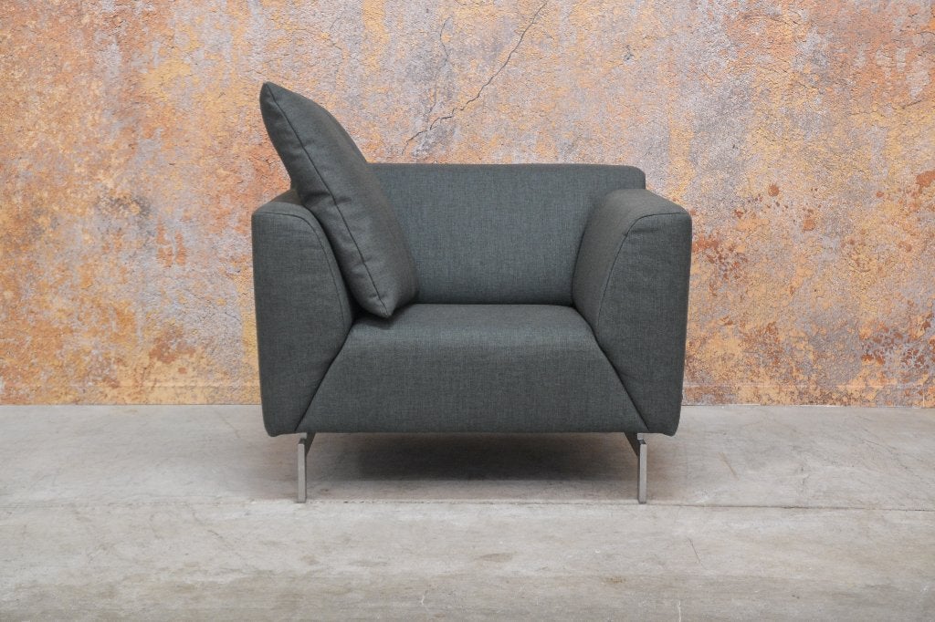 ZGANieuw grijsgroene stoffen Rolf Benz Linea design fauteuil, Leolux gelderland harvink rolf benz jori design on stock montis