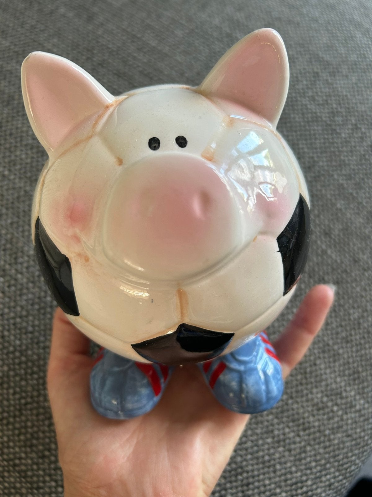 Vintage spaarpot spaarvarken voetbal, Ophalen of Verzenden, Zo goed als nieuw