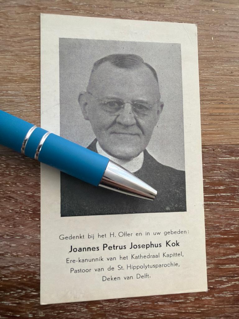 Kok Joannes 1883 sGravenhage 1953 Delft priester - E01356 -, Ophalen of Verzenden, Bidprentje