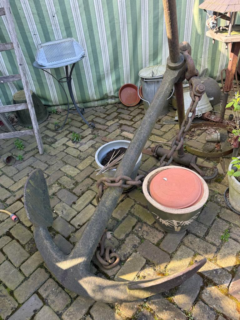 Groot decoratief anker met ketting - Vintage scheepsanker, Ophalen