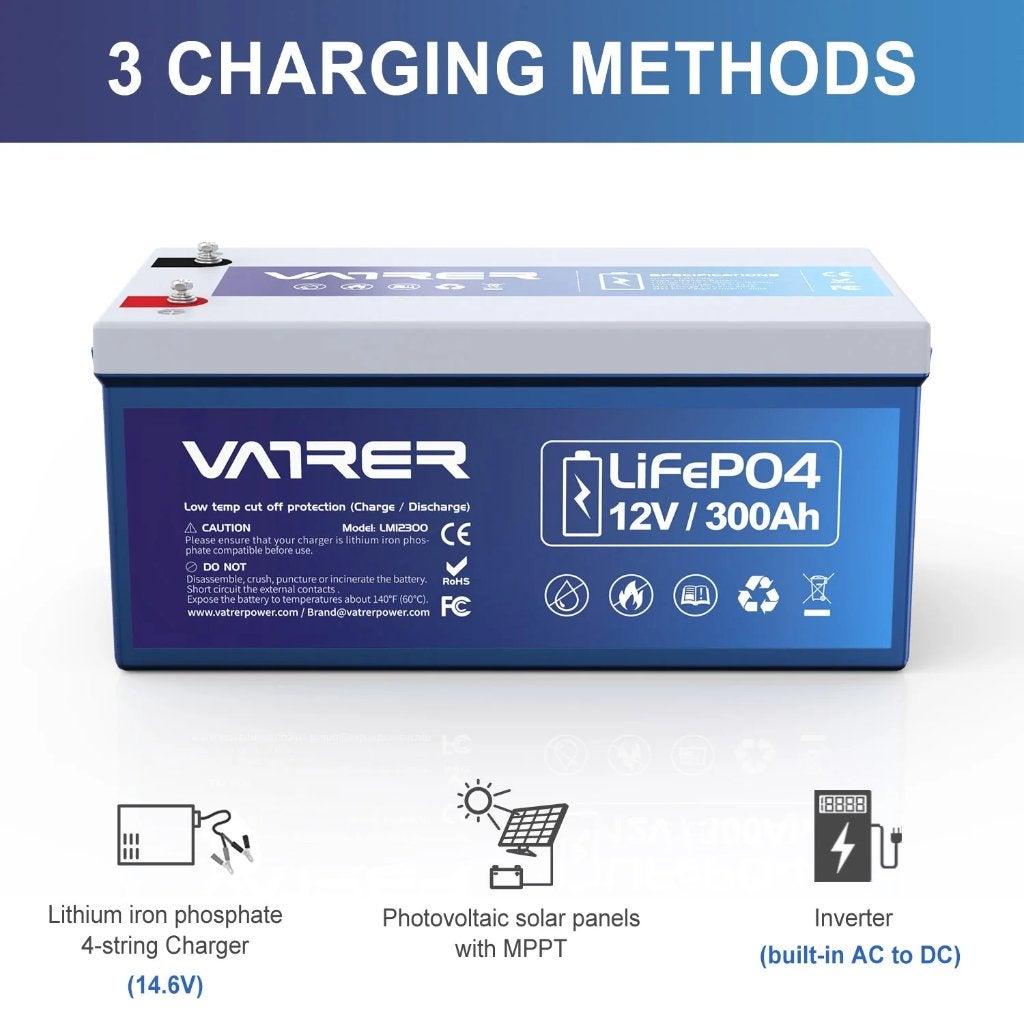 Vatrer 12V 300Ah LiFePO4 Lithium Accu – 3840Wh – SMART BMS, Ophalen of Verzenden, Nieuw