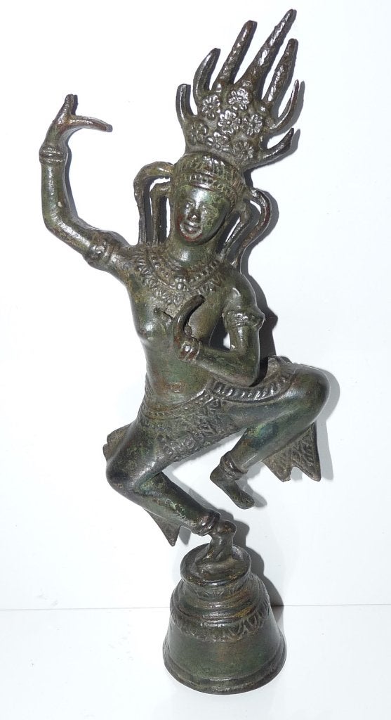 Oude Indonesische tafelbel danseres Bali 22 cm, Ophalen of Verzenden, Beeld